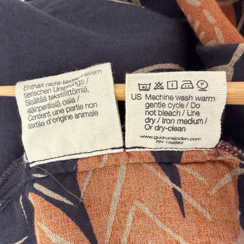 Gudrun Sjoden Womens Organic Cotton Floral Duster Cardigan Navy Rust Medium - Picture 10 of 14